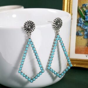 Silver and Turquoise Geometric Earrings